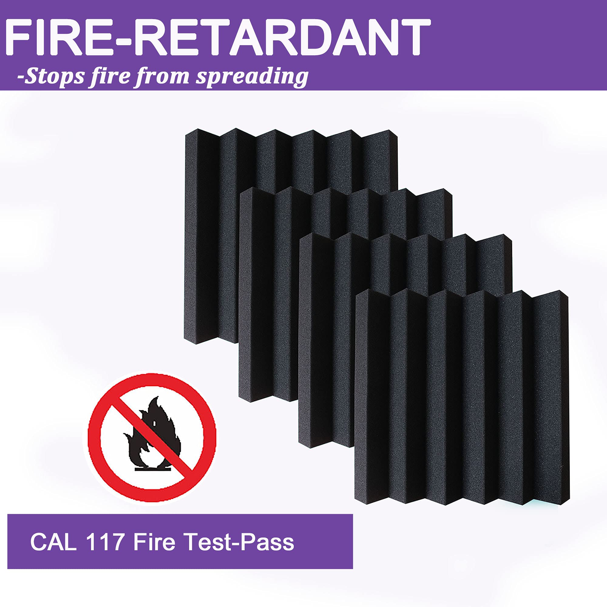 KTOESHEO 24 Pack Acoustic Panels,2 '' x 12 '' x 12 ''Sound Proof Foam Panels for Wall,Fireproof Absorbing Noise Cancelling Panel